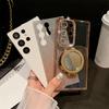 For Samsung Galaxy S23 Ultra Luxury Glitter Mirror Holder Flash Plating Diamond Frame Phone Case For Samsung S22 S24 Plus Cover