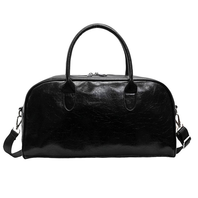 Solid color PU soft leather texture portable large bag leisure travel going out shoulder messenger bag large capacity yoga fitness bag