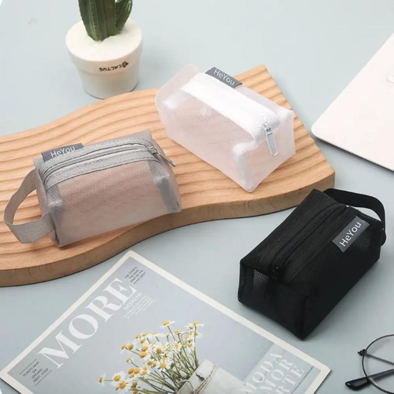 Mode Transparentes Netz Aufbewahrung Nylon Reißverschlussbeutel Kleine Geldbörse Schlüsselkartenetui Transparente Kosmetiktasche Mädchen