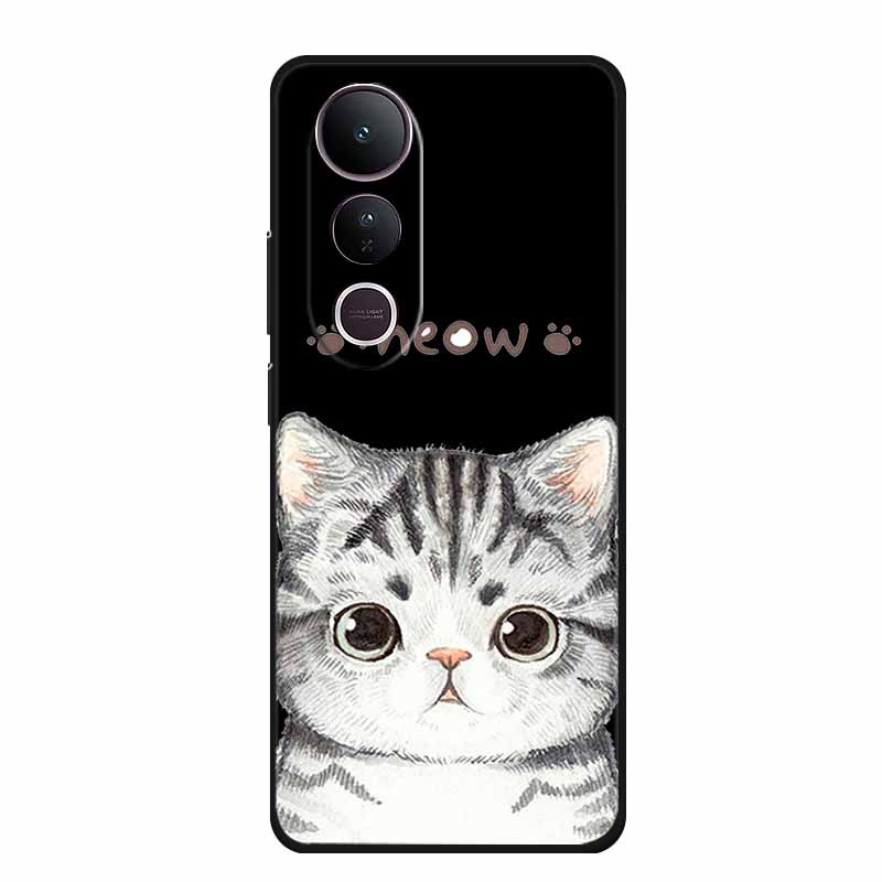 For Vivo V50 Lite Phone Case V 50 lite Coque Cute Cartoon Black Silicone Soft Back Cover For Vivo V50 Lite 5G 4G Case V50lite