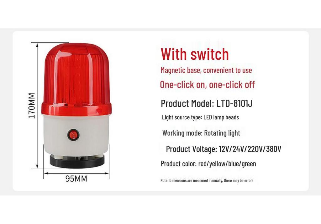 Magnetic Rotating Strobe Alarm Light with Sound and Flash - 220V/24V/380V