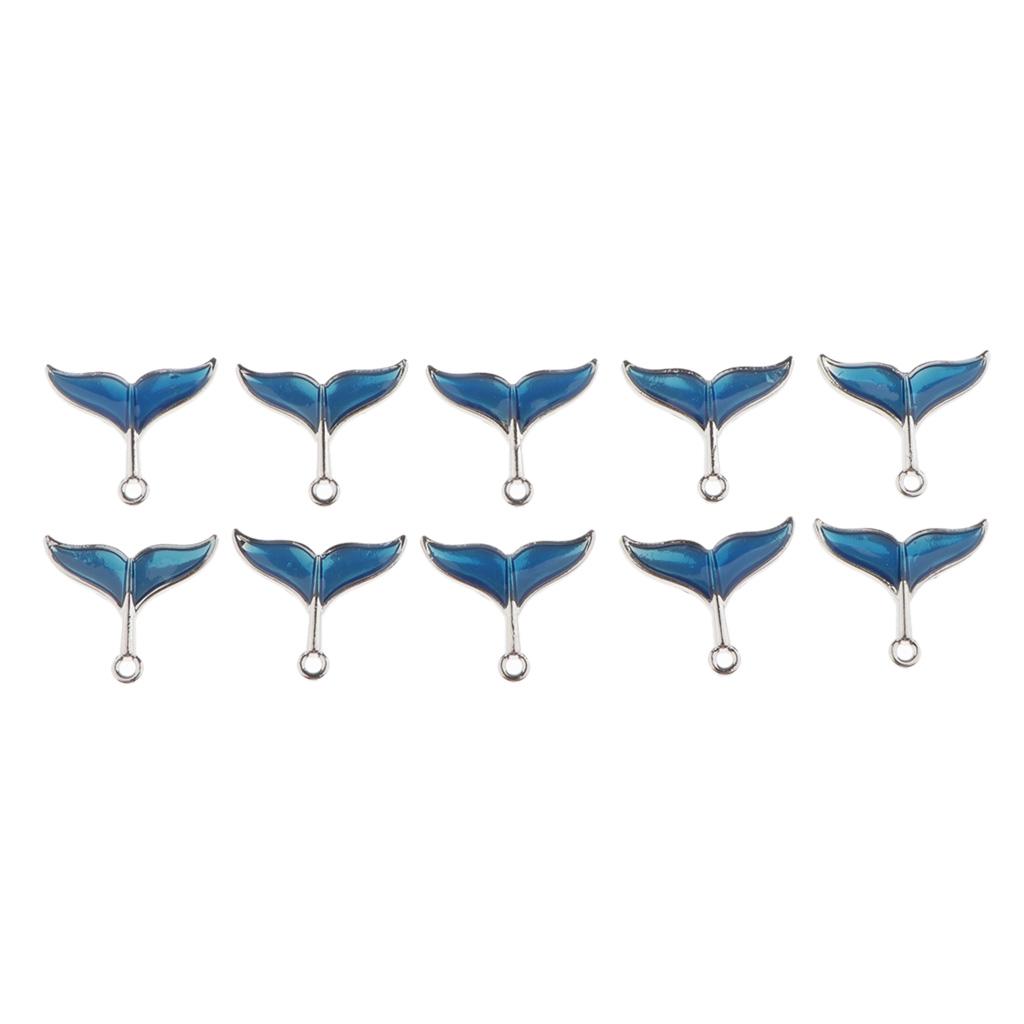 10x Enamel Tail Charms Pendants DIY Bracelet Necklace Crafts Silver Plated