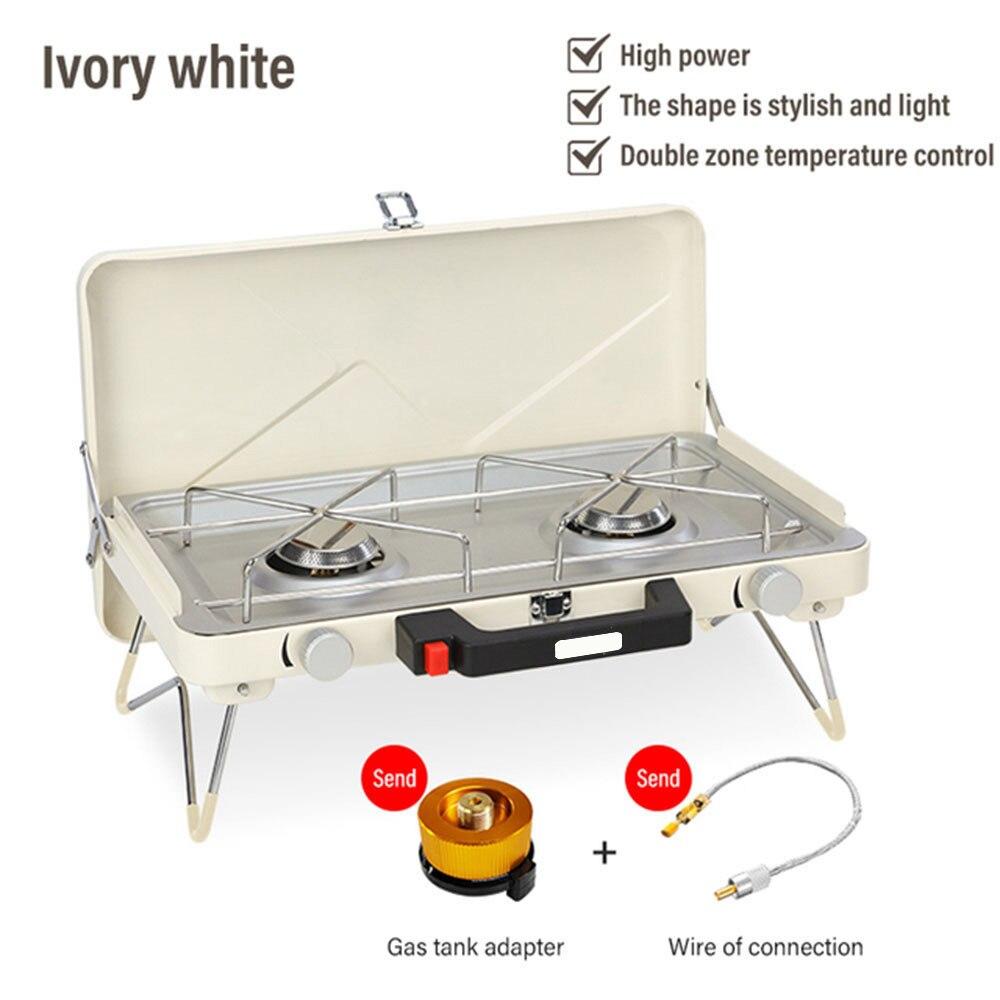 Camping Gas Stove Portable 2 Burner Stovetop Foldable BBQ Grills Gas Stove Patio with Regulator for Outdoor Cooking Cookware