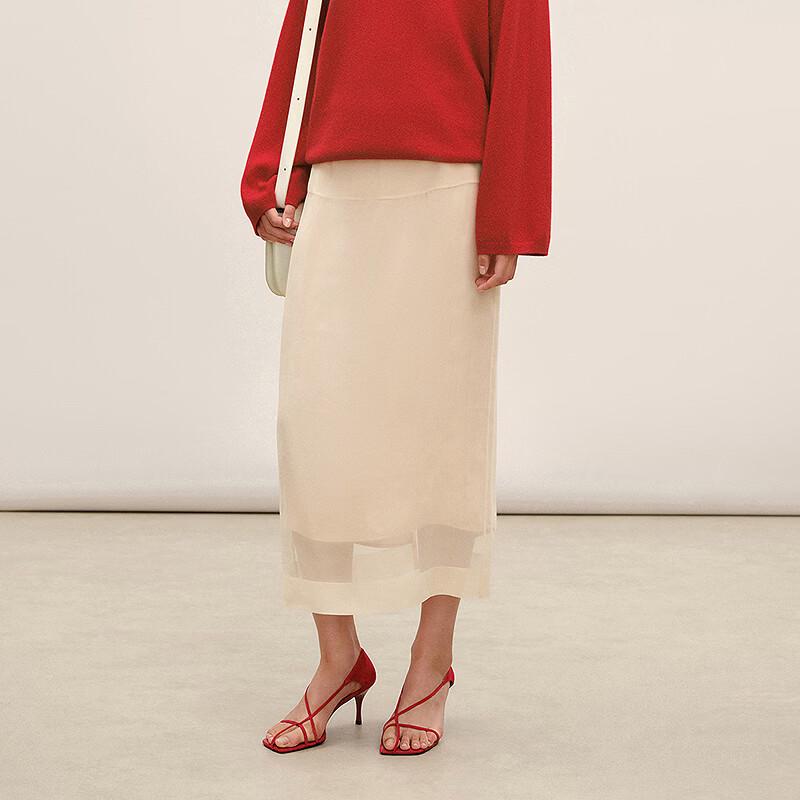 Less LESSLESS 2026 Spring Mulberry Silk Straight Long Skirt