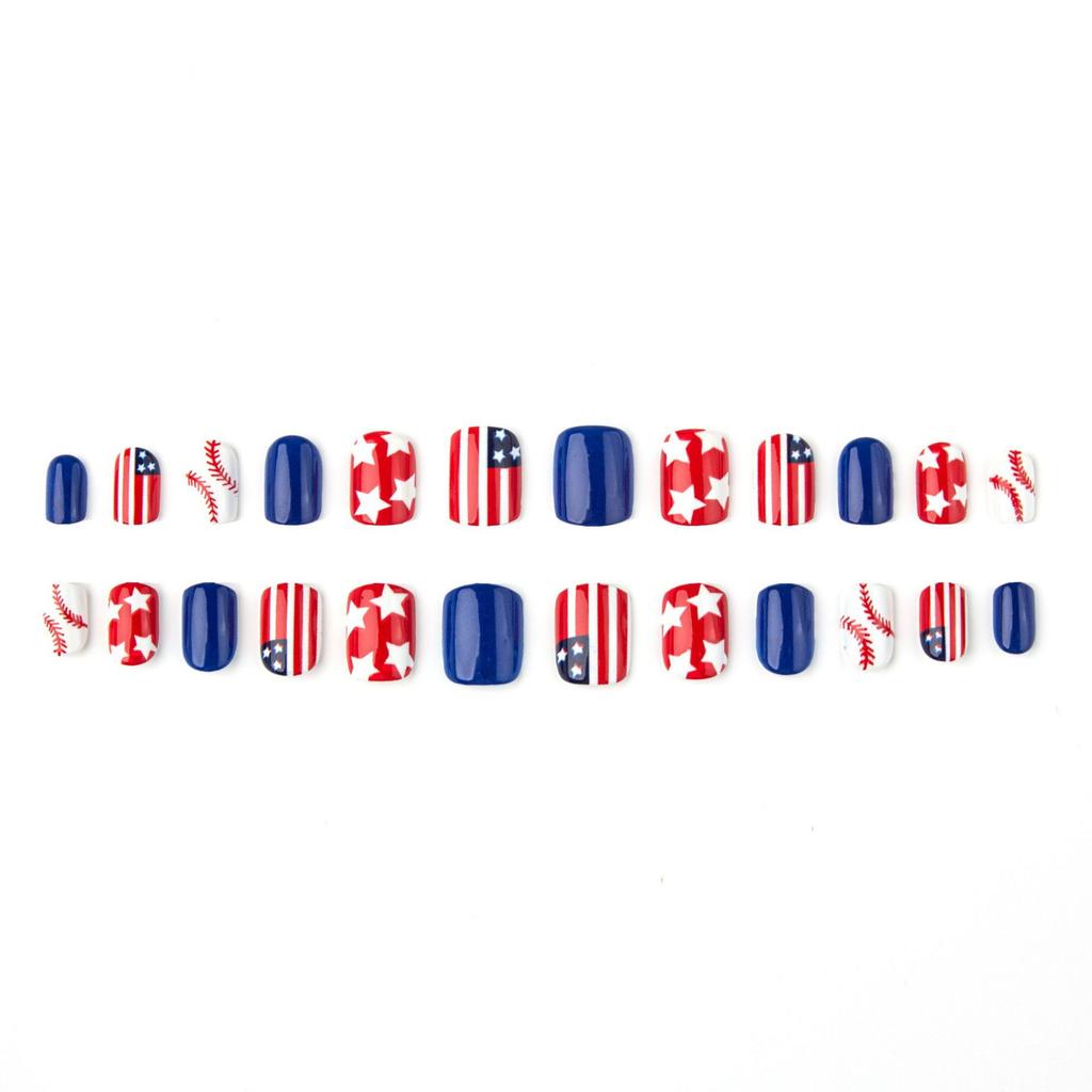 Conjunto de Unhas de 24 Peças Retro e Deslumbrante para o Dia da Independência