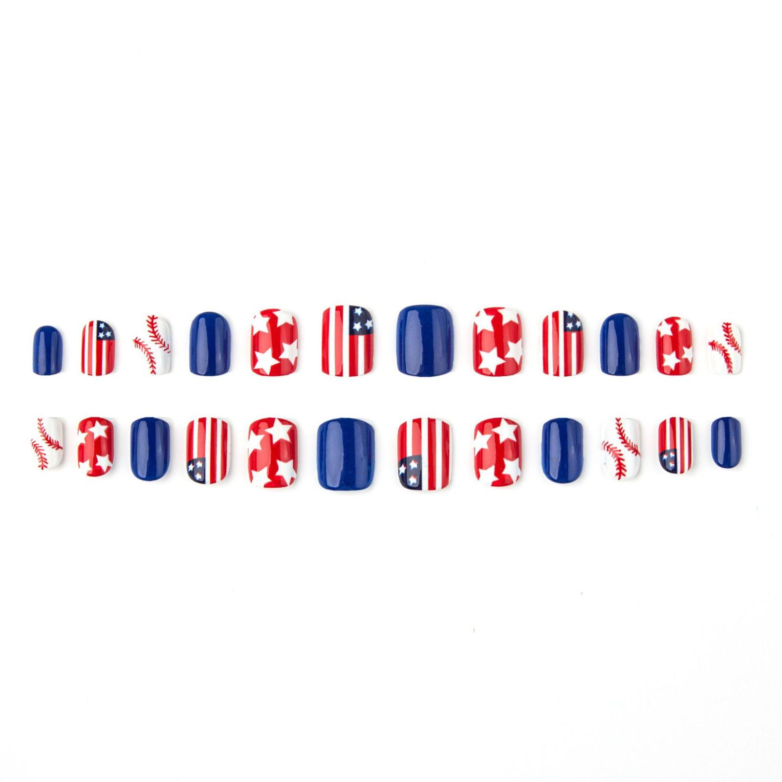 24 Piece Retro And Gorgeous Independence Day Nail Set