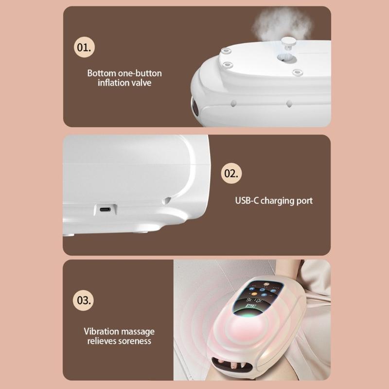 Hand Massage Adjustable Heat Compression 3 Therapeutic Mode 5 Intensity Levels LCD Screen for Carpal Tunnel Relief