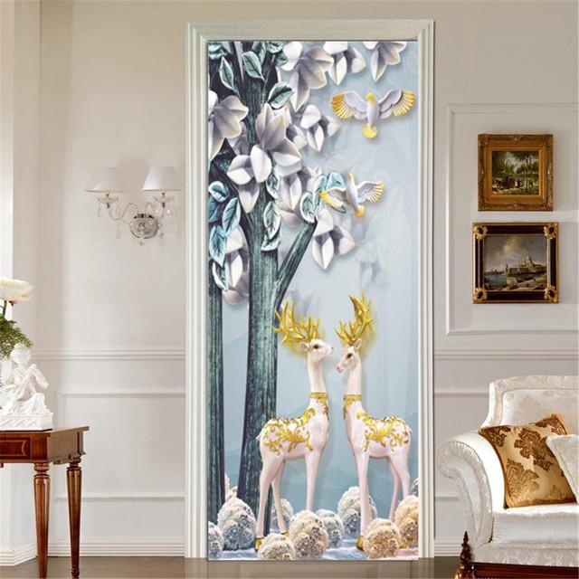 3D Pferd Türaufkleber 90x200cm - Selbstklebende Türdekoration