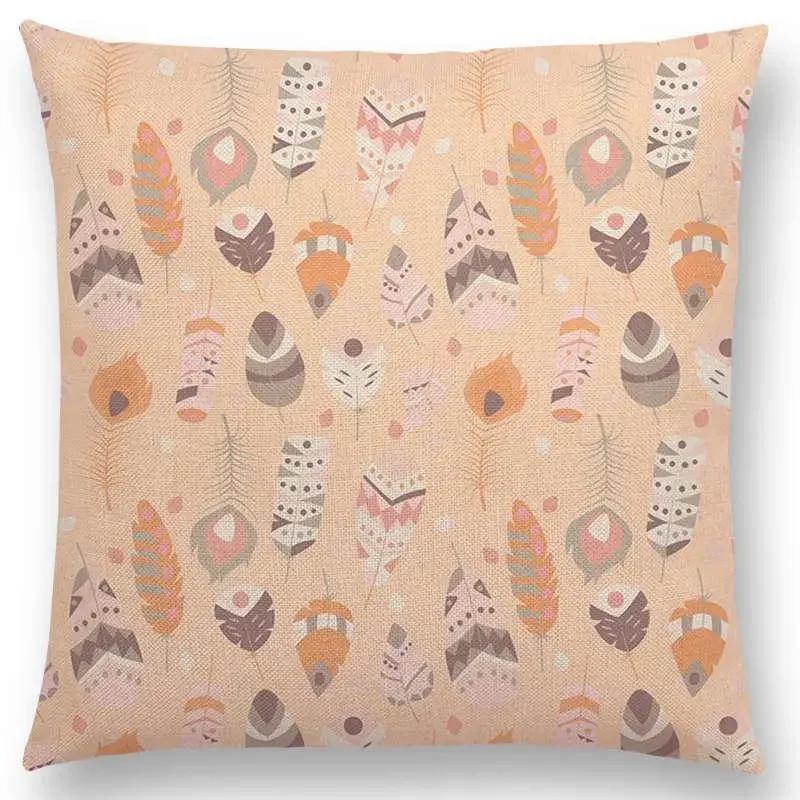 Feather Pattern Decorative Letters Cushion Cover Beautiful Word Be Brave Kind Dream Home Decor Sofa Throw Pillow Case