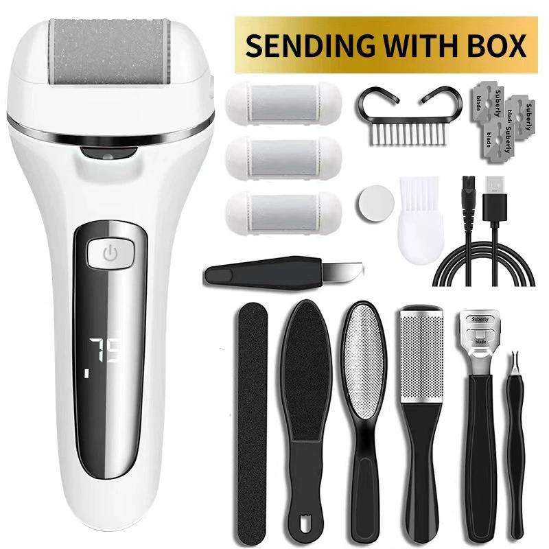 3 Heads Electric Callus Remover Professional Foot File Grinder Pedicure Machine Rechargeable Heel Cracked Dead Skin Scrubber