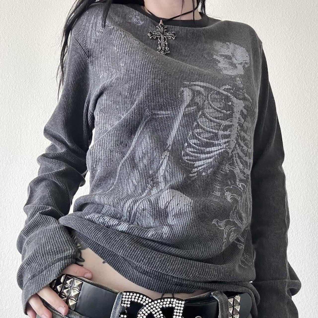 VibeStreet Женская рубашка Y2k в стиле Fairy Grunge Винтажная с графическим принтом Лонгслив Топы Подростковые Девочки Гранж Эстетика Одежда Стритвир S