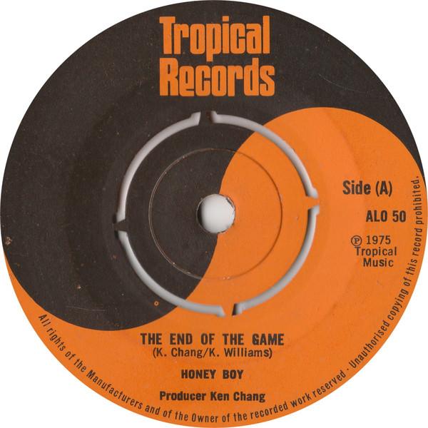 

7-дюймовая пластинка HONEY BOY The End Of The Game ALO50 Tropical Record 1975 Великобритания Регги Ска Даб Б/у