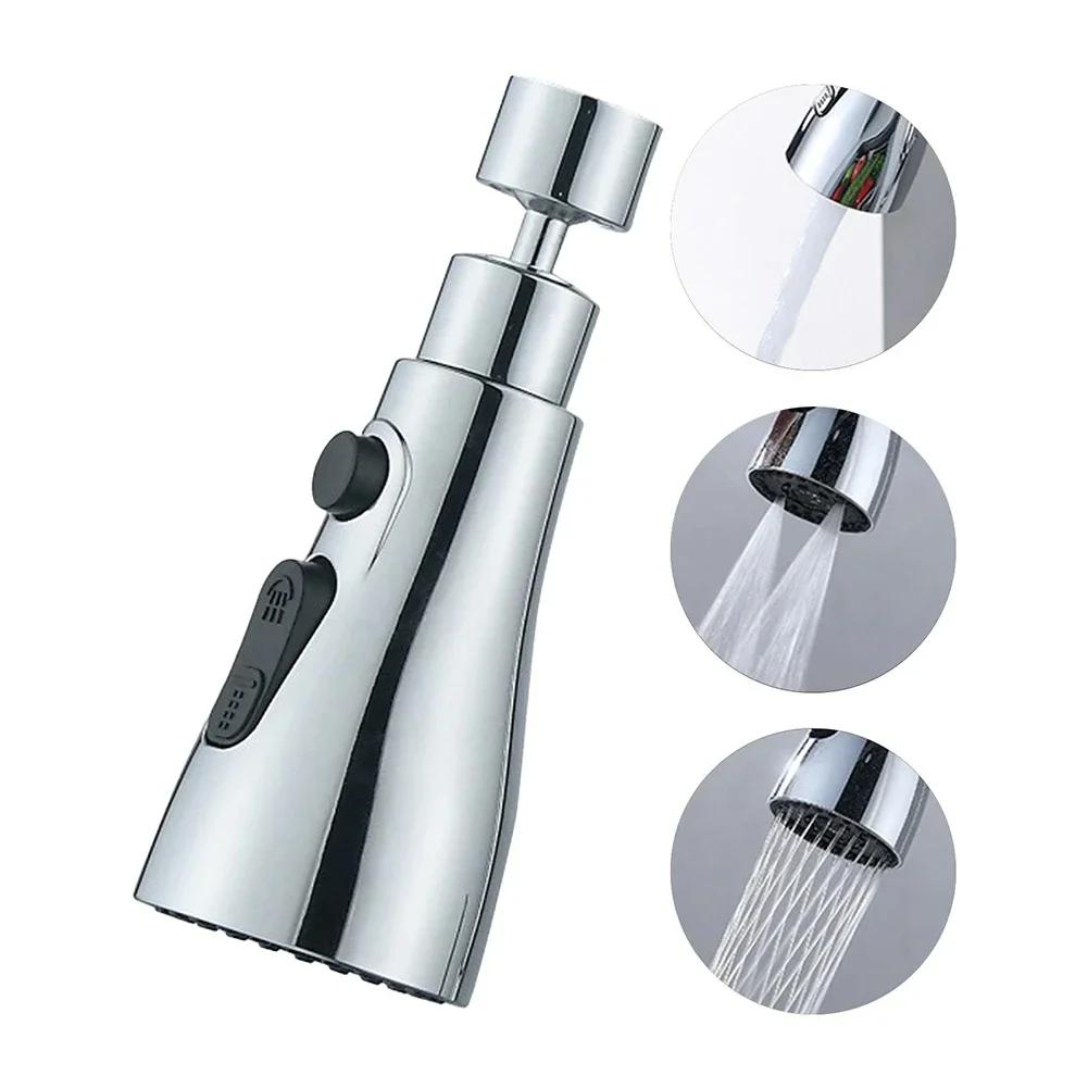 

360° Rotation Kitchen Faucet Extender Kitchen Washbasin Faucet Nozzle Dish Shower Aerator Plastic Splash Filter Bubbler серебряный