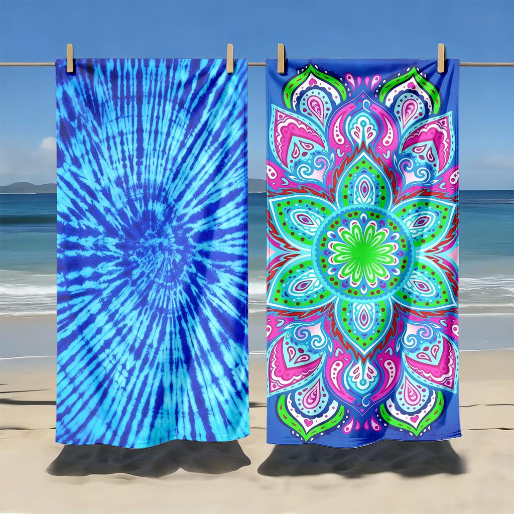 2pcs Boho Floral Leopard Print Tropical Beach Towel Beach Towels for Summer Vacation