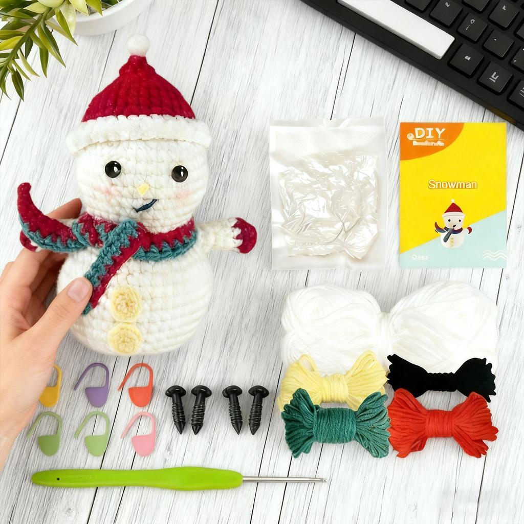 Knitting Kit Knitting Accessories With Yarn Hook Pre-Started Crochet Start Kit For Teens Women Men Home Relaxation Holiday