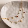 Wonderswan 18K Gold-Plated Stainless Steel Geometric Zircon Double Layer Necklace - Colorful & Luxurious for Women