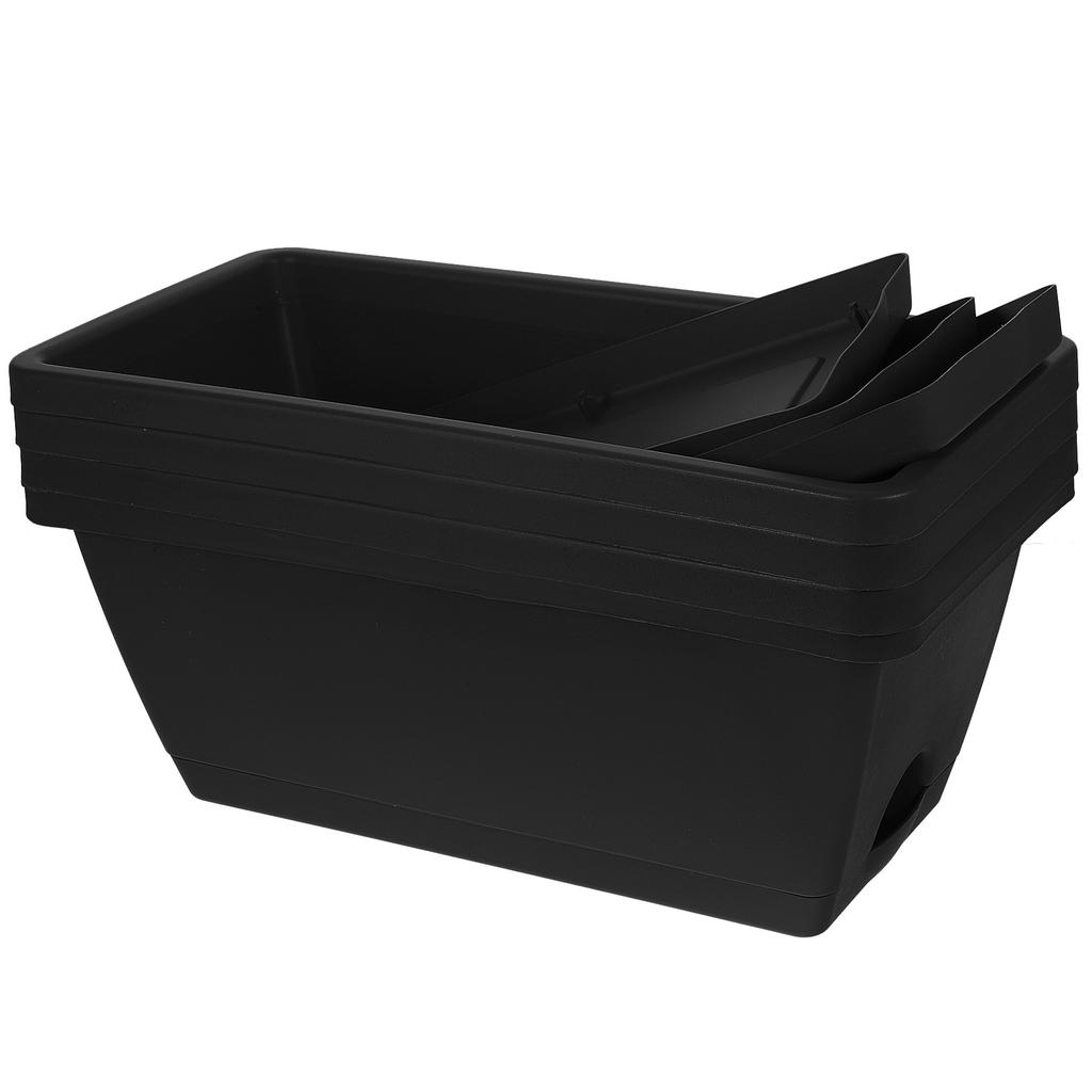 4Pcs Large Plastic Planters Rectangular Flower Pots for Indoor Outdoor Plants with Drainage Planters for Outdoor Plants
