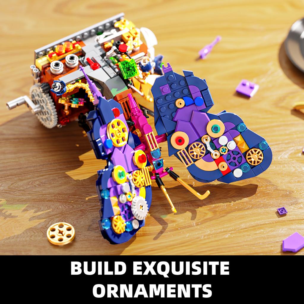 Non-Toxic 594Pcs Mechanical Butterfly Block Toys Sets Assembly Puzzle Constructible Model Creative Desk Christmas Gifts