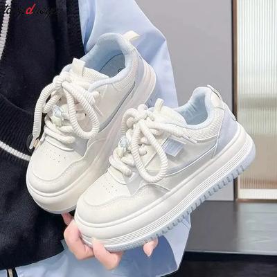 Fashion Ladies Sneakers New Harajuku Style Platform Sports Shoes Women's Kawaii Blue Shoes Fashion Lace-up Vulcanize Shoes Tennis Shoes