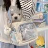 Preppy Style Large Capacity Shoulder Crossbody Bag Women Transparent Messenger Satchel Tote Book Bag Transparent Bar Pain Pack