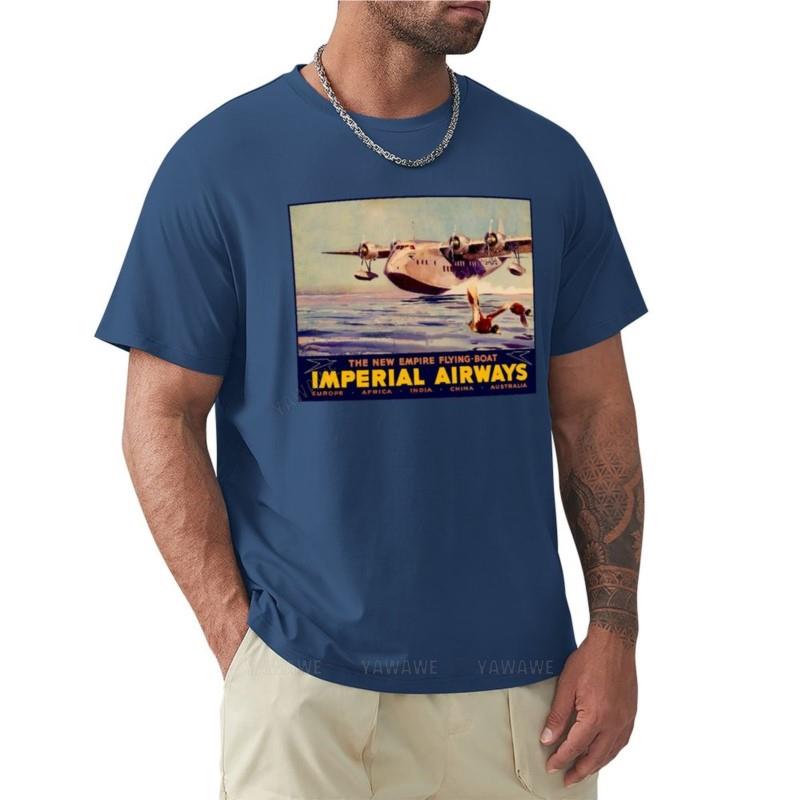 IMPERIAL AIRWAYS : Flugboot Reise Werbung Druck T-Shirt schwarzes T-Shirt Grafik T-Shirt Kleidung für Männer