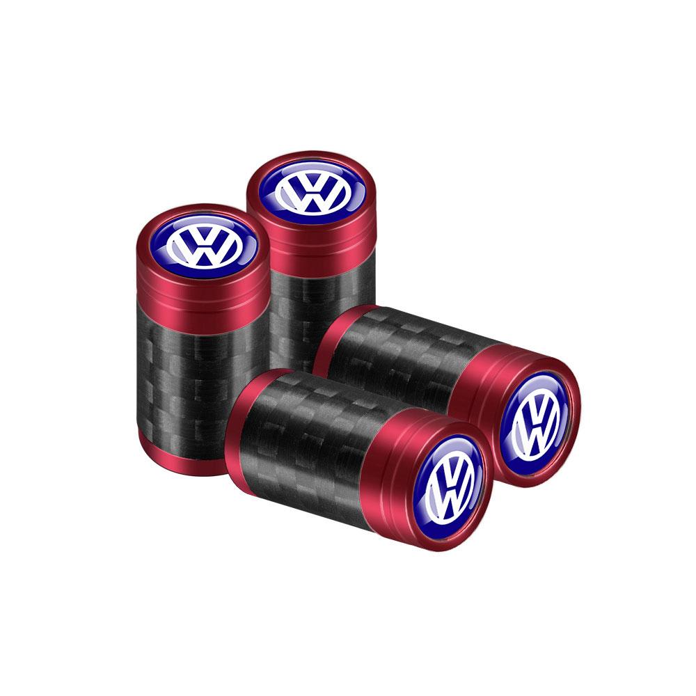 W130Car Accessories Carbon Fiber Wheel Tire Valve Caps Stem Case For Volkswagen Golf Passat Jetta Tiguan Polo GTI Beetle Vento Rline