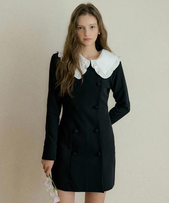 Riorg Gena Double Button Square Neck Mini Ops Black