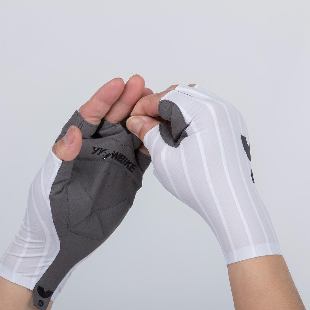 YKYWBIKE Summer Cycling Gloves Half Finger Woven Aerodynamic Striped Bicycle Sports Gloves Shock-absorbing Road Bike MTB Gloves