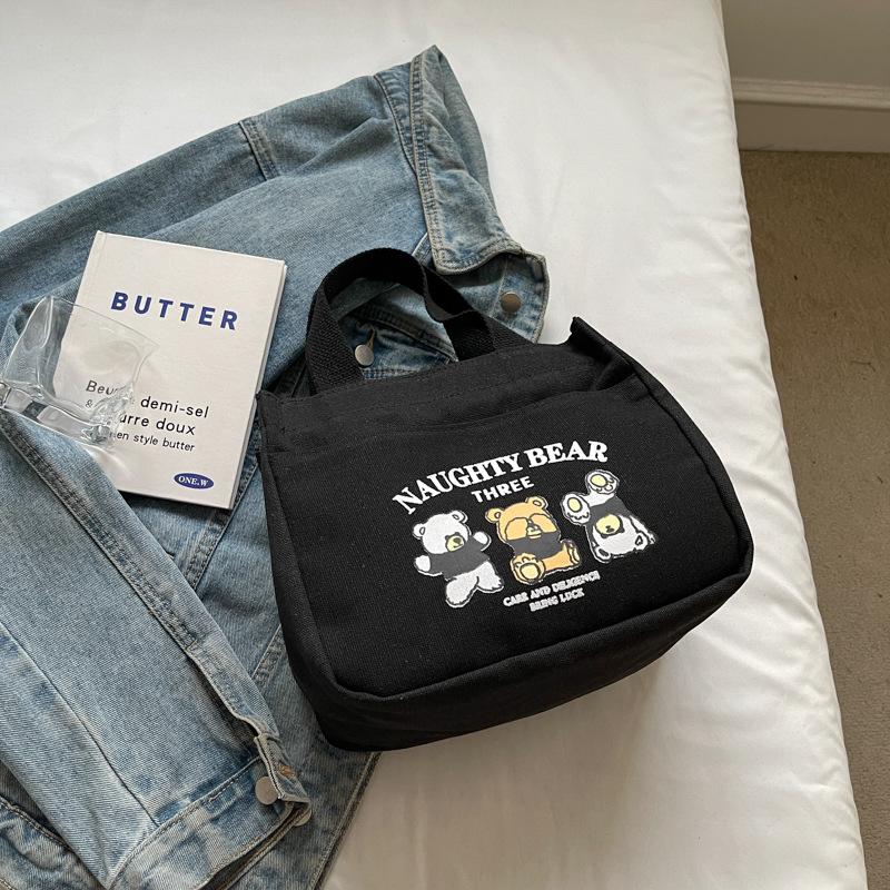 

Ручная сумка Bento, милая мультяшная литературная иностранная воздушная сумка, женская 2024 года, новая персонализированная сумка-тоут, портативная подарочная сумка чёрный