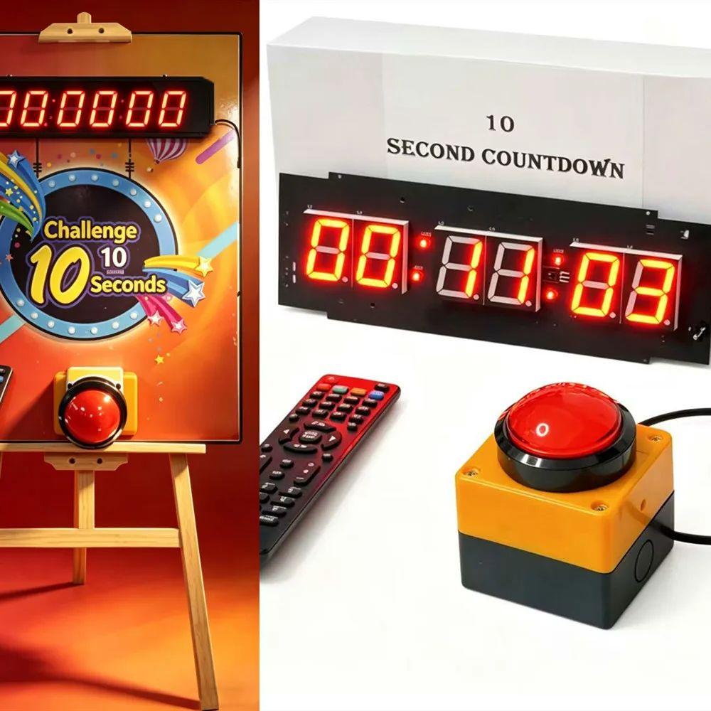 1.5-inch 26cm LED Countdown Stopwatch Clock with Button Wireless Remote Control, Store Game Promotion Challenge 10 Second Timer