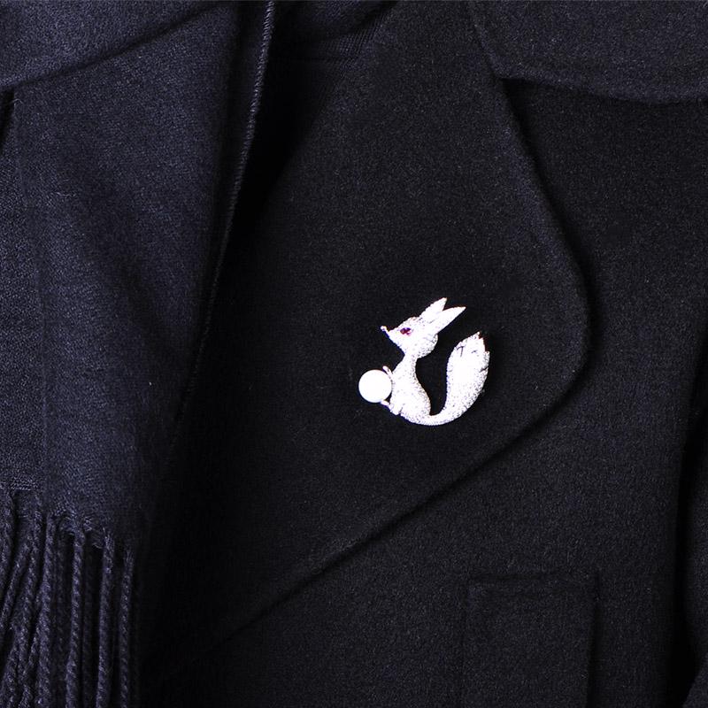 Blucome Cute Animal Fox Brooch Imitation Brooches Pin Copper Jewelry For Women Clothes Shirt Coat Scarf Accessories