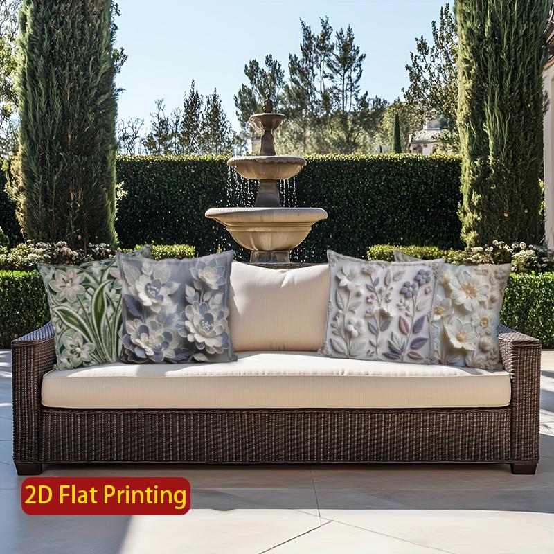 2D Floral Embroidered Pattern Digital Pillow Covers Pattern Cushion Cover Suitable For Sofa Bedroom Car Pillow Cover