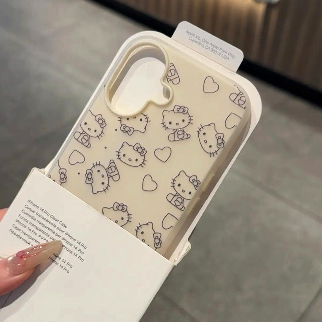 Use large hole Apple 11promax mobile phone case iPhone11 matte line Hello Kitty Jelly 2-in-1