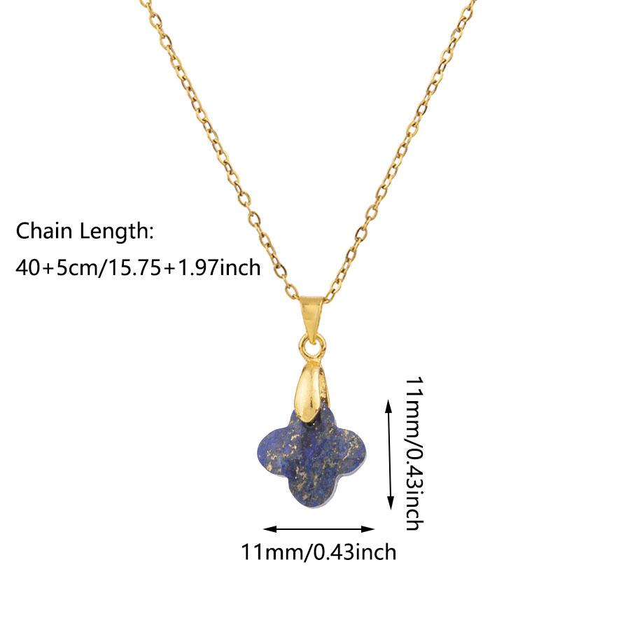 1pc Natural Stone Faceted Four-leaf Clover Pendant Charm Necklaces for Women Jewelry Gift
