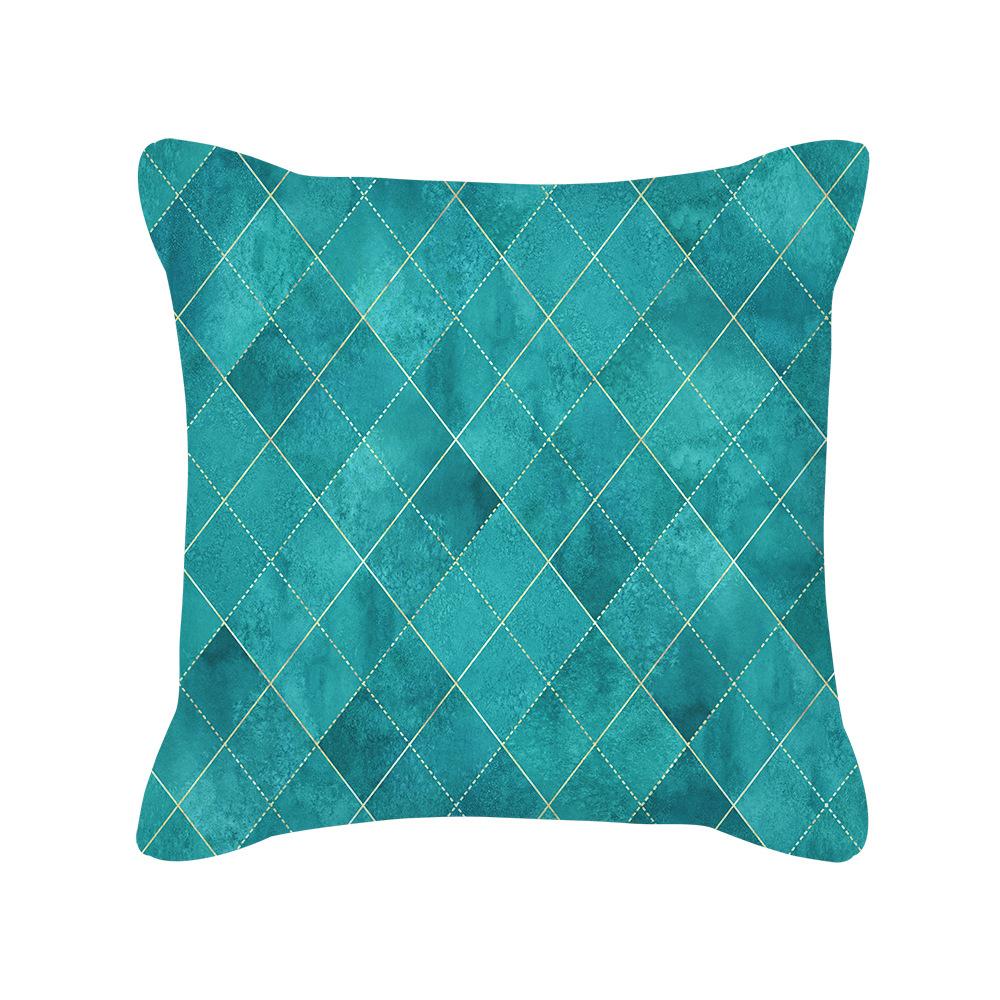 New Green Landscape Geometric Peach Skin Printed Pillow Cover Cushion Cover