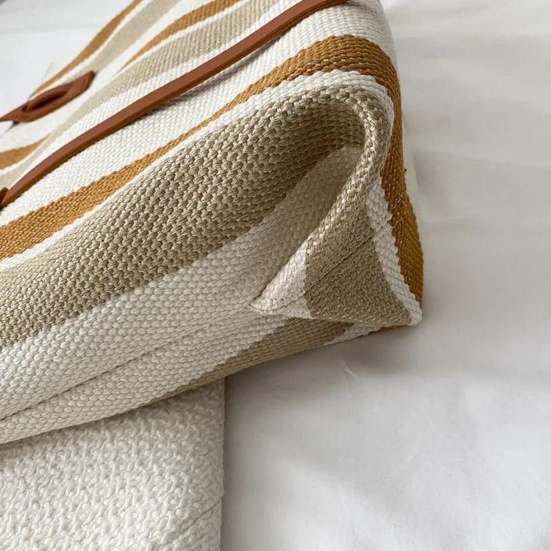 Raffia Summer Bags for Woman  Stripe Designer Shoulder Crossbody Shopper Storage Bag Women Casual Canvas Handbag Tote Bag