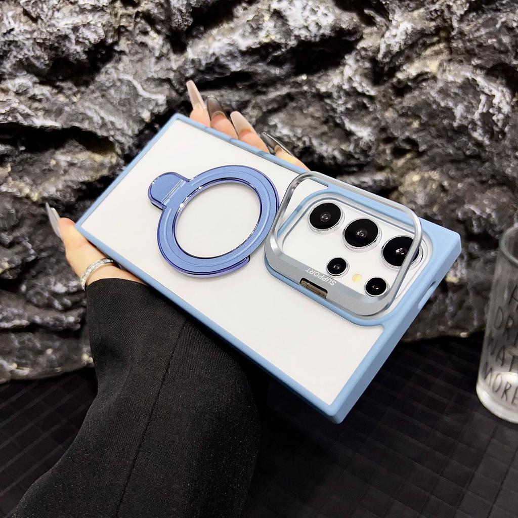 Samsung S25U High Transparency Acrylic Double Bracket Suitable for Samsung S25 Hollow Lens Bracket Magnetic Suction Mobile Phone Case S24