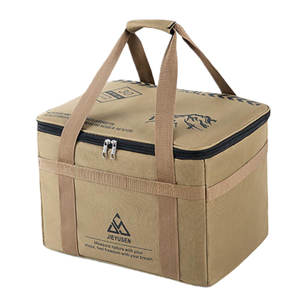 30/42L Camping Kitchen Organizer Waterproof Oxford Cloth Picnic Bag with Adjustable Shoulder Strap for Hiking Picnic Cookware