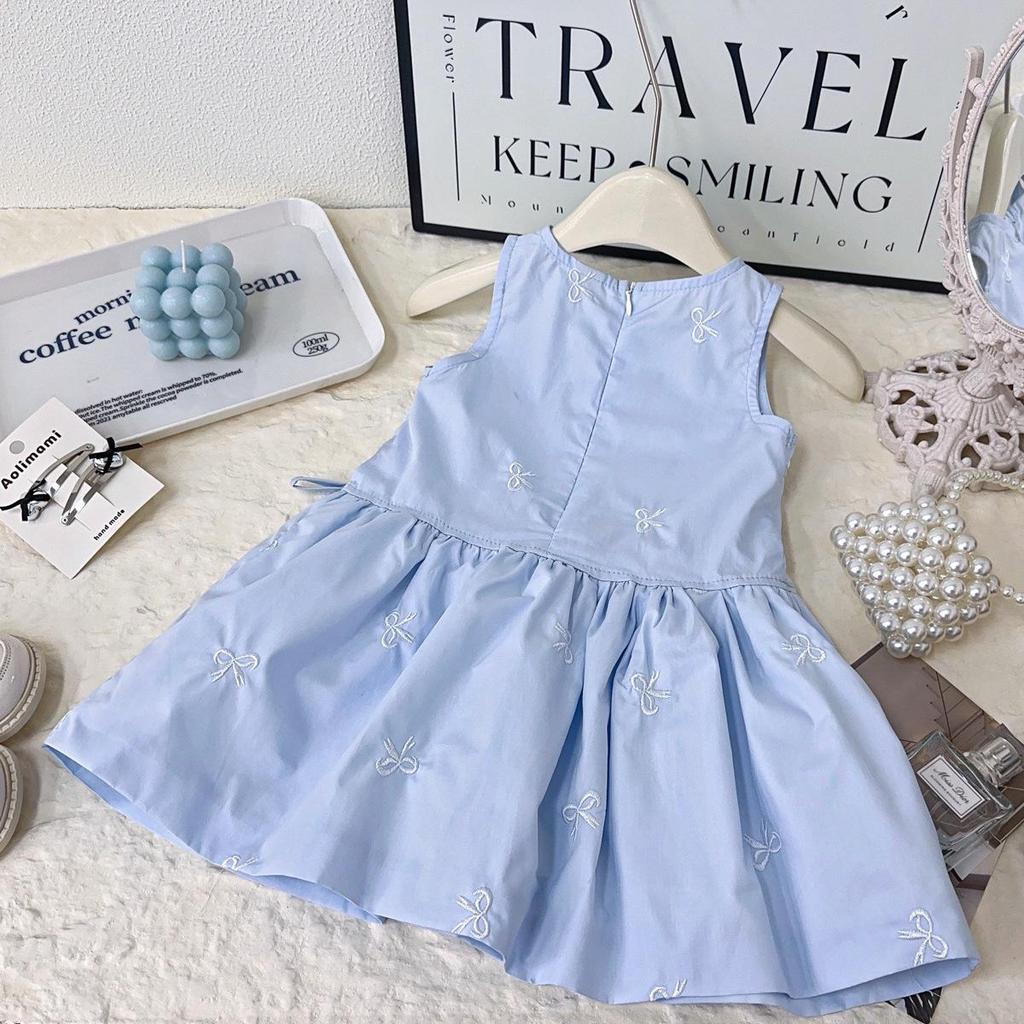 Summer Sleeveless Bow Print Dress for Girls - EXB031