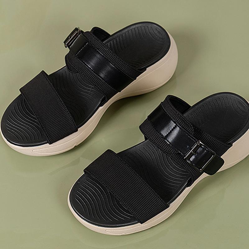 Summer Women Beach 2cm Platform 5cm High Heels Slides Lady Wedges Lightweight Slippers Female Casual Barefoot Chunky Blue Shoes