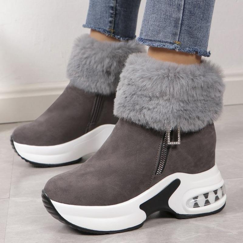 

Модне жіноче взуття Модні жіночі черевики на блискавці збоку Зимові плюшеві черевики на флісі для тепла Однотонні черевики на платформі з коротким халявою Великого розміру Зимові черевики 35 сірий колір