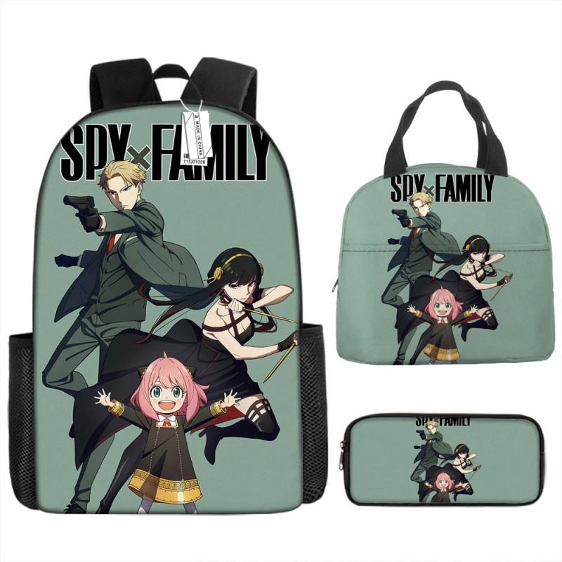 Kids Cartoon Character Print Backpack Set School 17 Inch Oxford Fabric Bag With Lunch Pouch Pencil Case