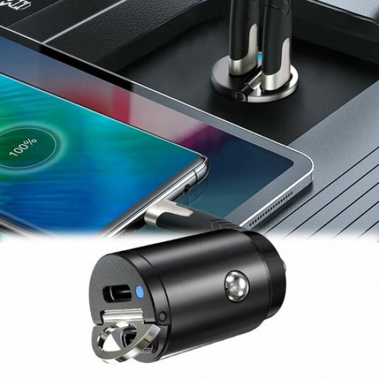 Mini Dual USB Type C PD 30W Fast In-Car Phone Charger Charge Adapter Accessories