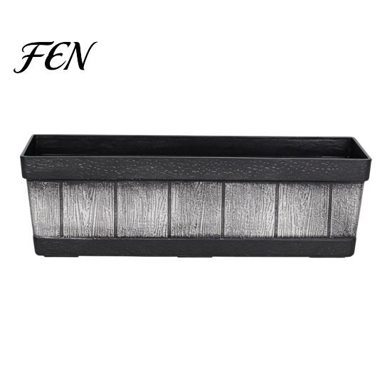 Large Capacity Gardening Pots for Flowers 18 Inch Rectangular Planter Box, Imitation Wood Grain Window Box Planter, Plastic Vegetables Non Deformable