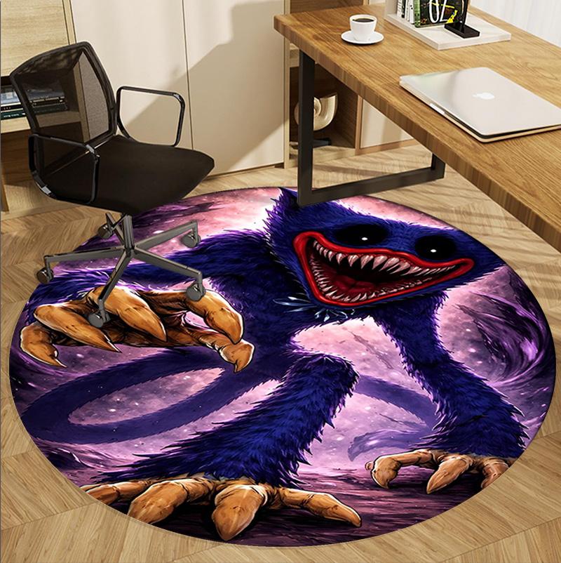 Huggy Wuggy Pattern Round Rug, Indoor/Outdoor Mat, for Picnic, Gameroom, Bedroom, Office, Living Room, Home Decor Carpet, Birthday Gift