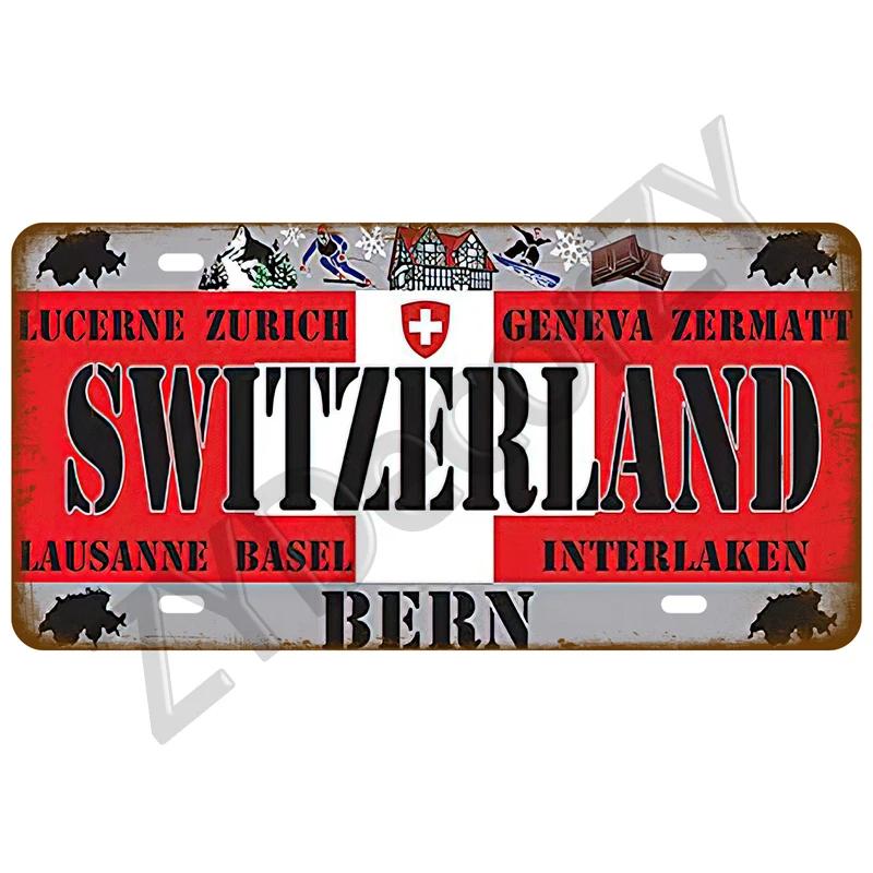 Plechový cedule s vlajkou země Francie Španělsko Německo SPZ Na zeď Domov Restaurace Řemesla Bar Dekorace Kovový cedule Mexiko USA