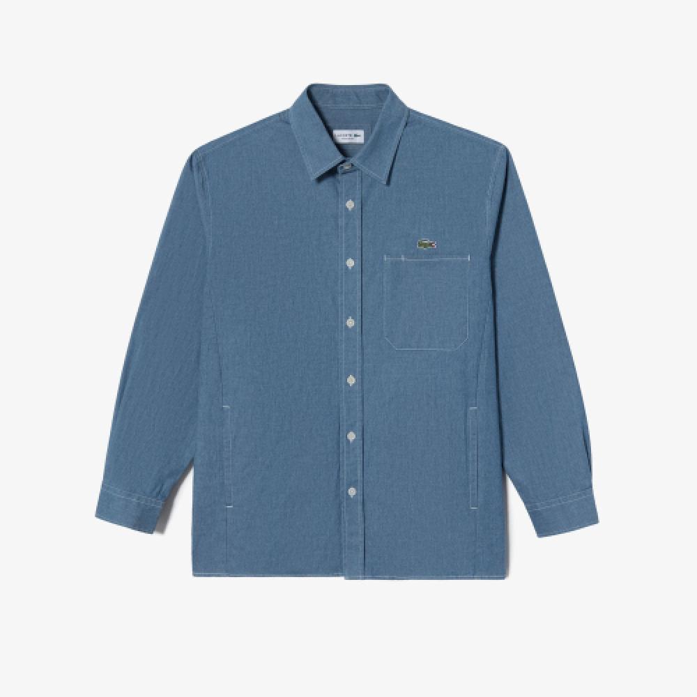 

LACOSTE Мужская джинсовая верхняя одежда Рубашка [Синяя]