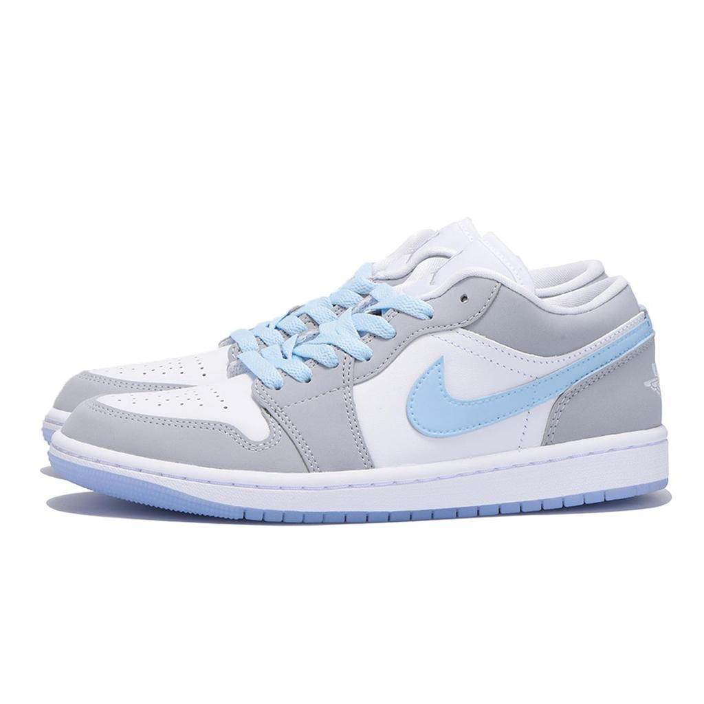 Jordan Air Jordan 1 Slip Resistant Abrasion Resistant Low top Vintage Basketball Shoes Women's Light Gray DC0774-105(Team59-)