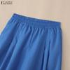 ZANZEA Pantaloni Culotte Larghi Casual da Donna a Vita Elasticizzata Monocolore