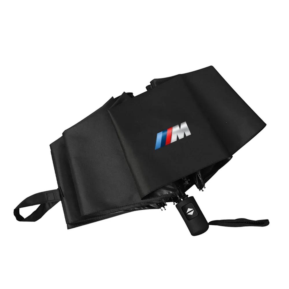 BAGI7 Autoaufkleber Heiß Für BMW Auto Styling Auto Logo Geschäftsregenschirm Winddicht Automatischer Dreifach faltbarer Regenschirm Auto Schutz Zubehör